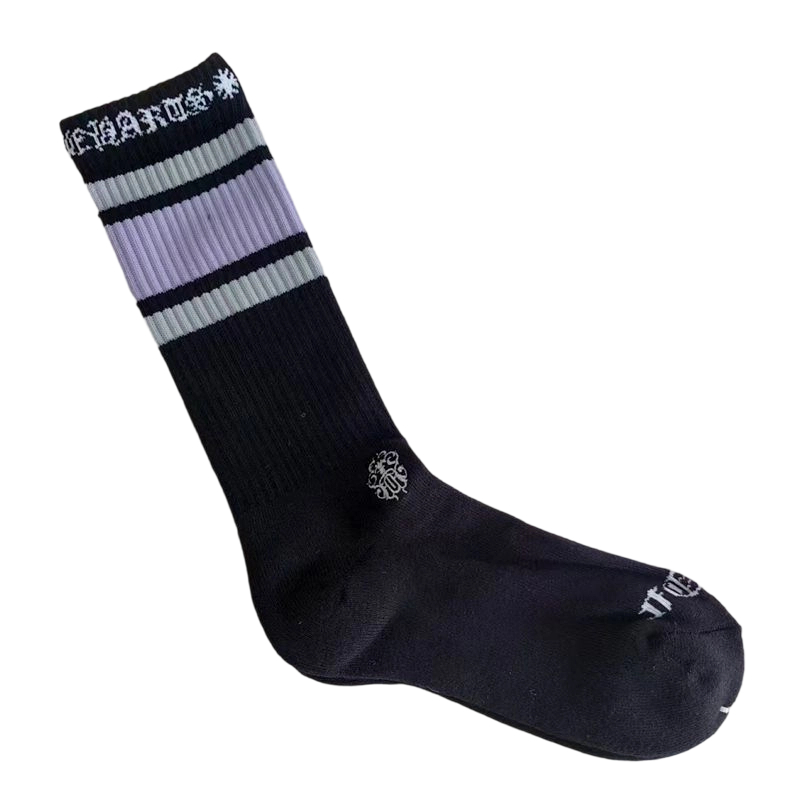 Chrome Hearts striped socks in black purple/black green/black yellow OKLU20261117