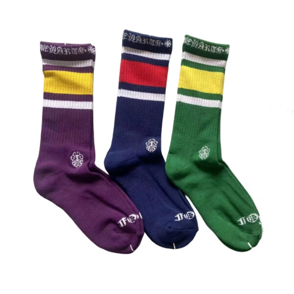 Chrome Hearts striped socks purple/green/blue OKLU20261118