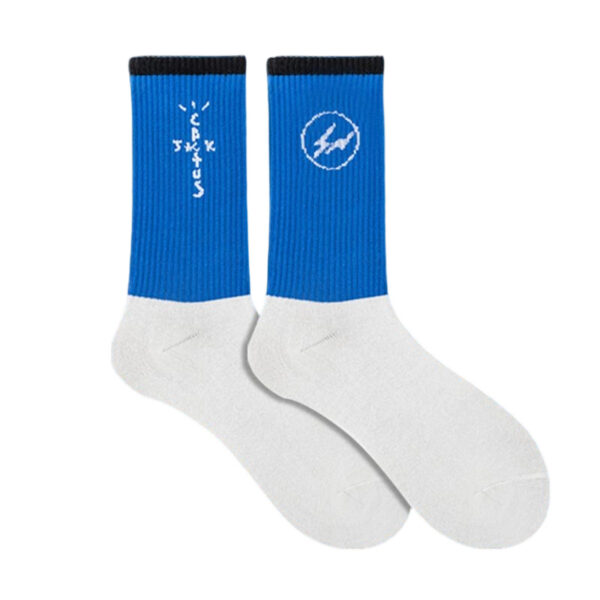Travis Scott Blue and White Letter Socks OKLU20261129