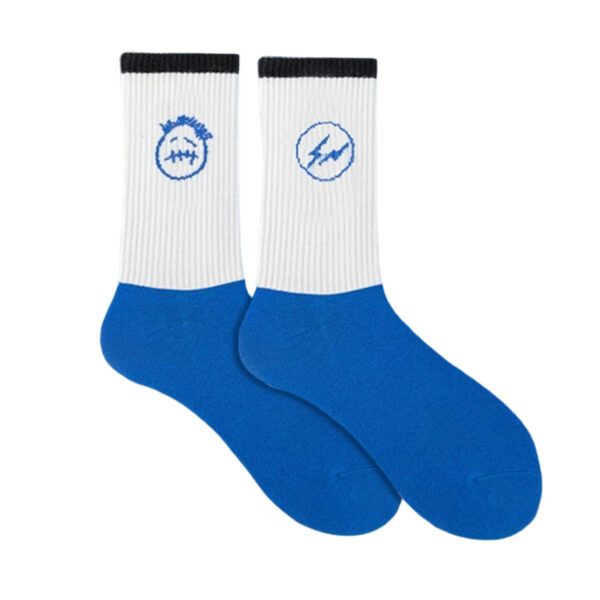 Travis Scott White and Blue Ghost Face Socks OKLU20261130
