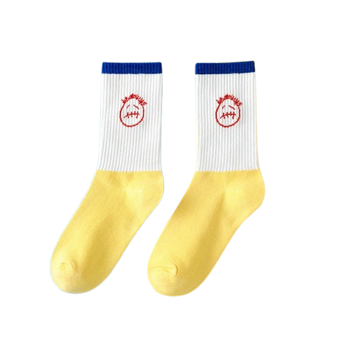 Travis Scott Yellow and Blue Ghost Face Socks OKLU20261132