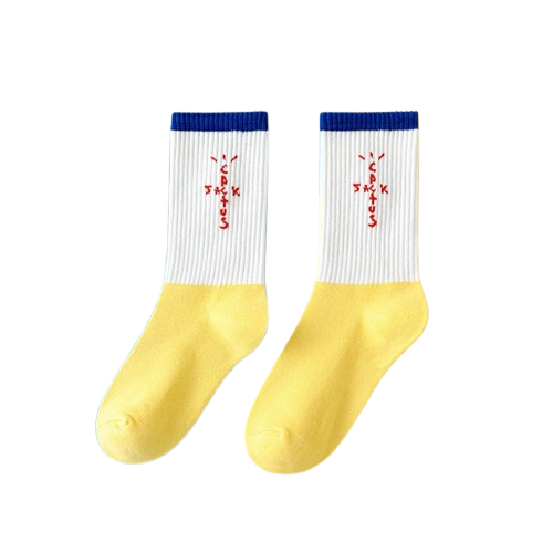 Travis Scott Yellow Blue Letter Socks OKLU20261133