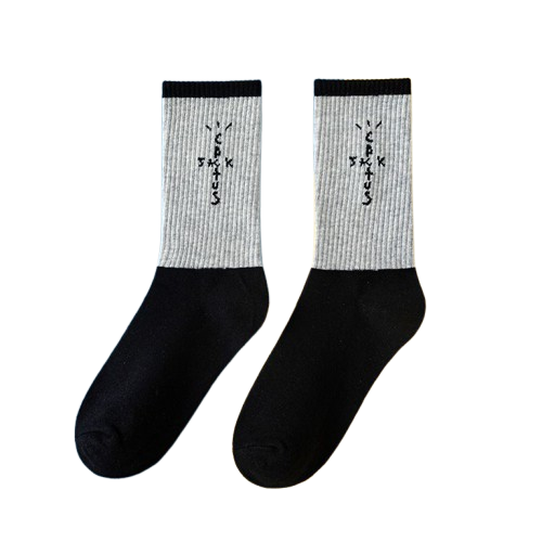 Travis Scott Black Grey Alphabet Socks OKLU20261135