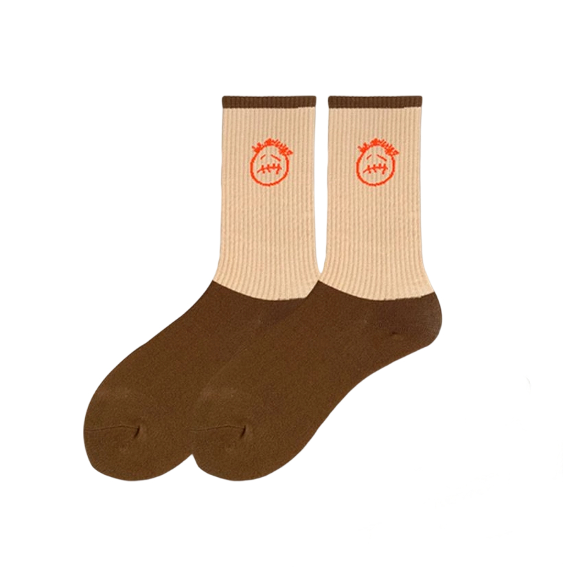 Travis Scott khaki funny face socks OKLU20261147