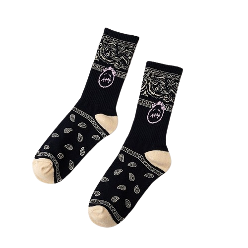 Travis Scott Cashew Flower Deep Blue Ghost Face Socks OKLU20261153