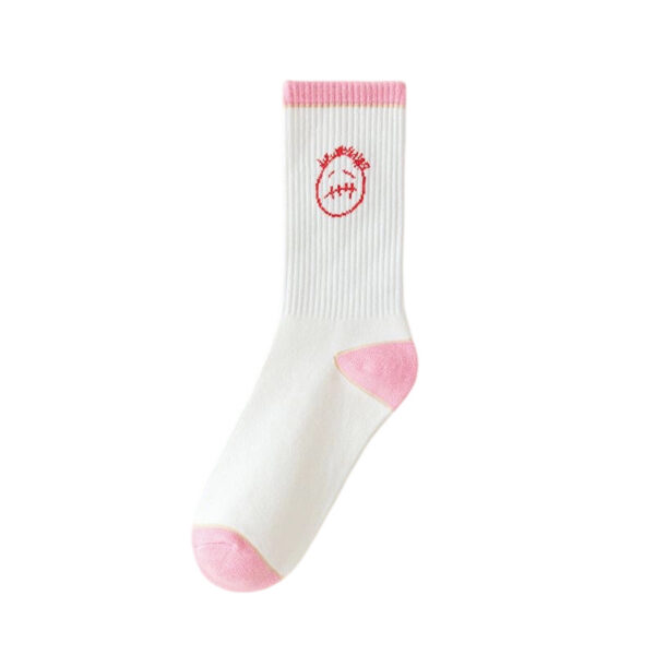 Travis Scott Pink Khaki Face Socks OKLU20261162