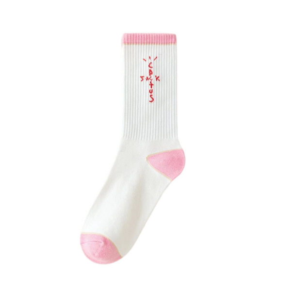 Travis Scott Pink Khaki Letter Socks OKLU20261163