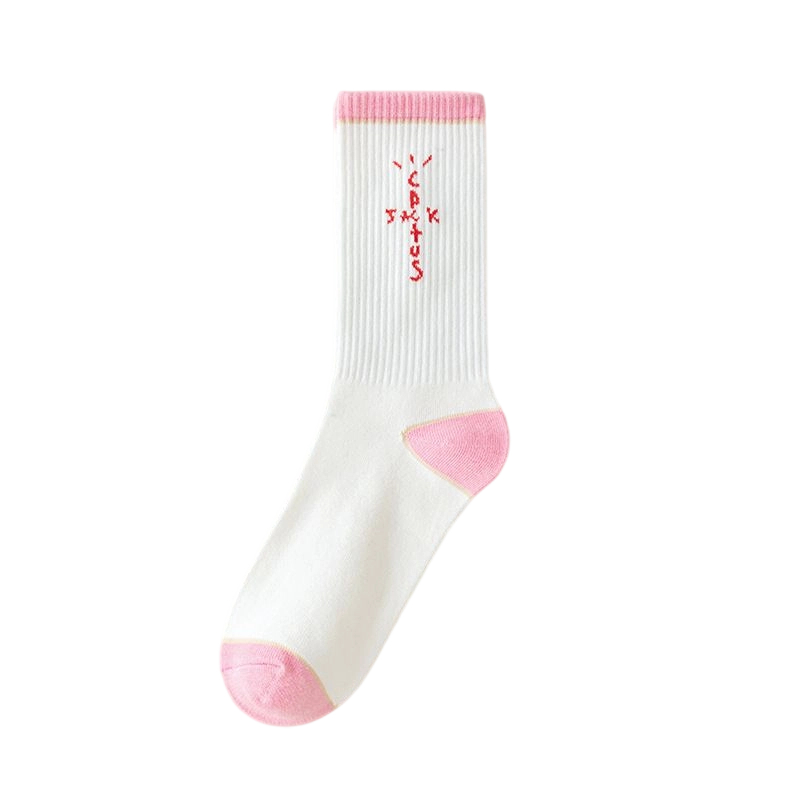 Travis Scott Pink Khaki Letter Socks OKLU20261163