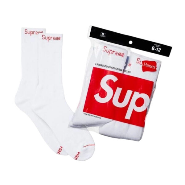 Supreme x Hanes Crew Socks White OKLU20261171