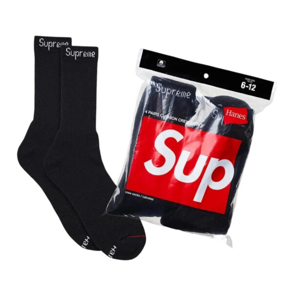 Supreme x Hanes Crew Socks Black OKLU20261172