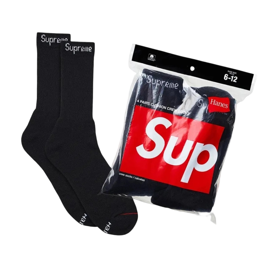 Supreme x Hanes Crew Socks Black OKLU20261172