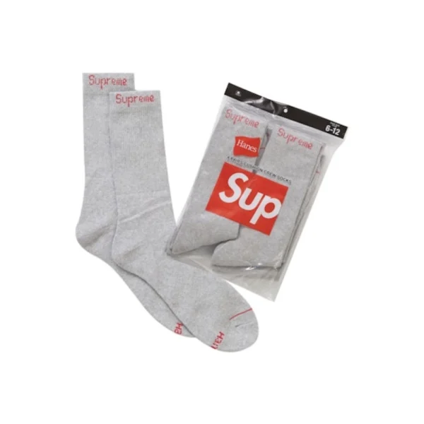 Supreme x Hanes Crew Socks Grey OKLU20261174
