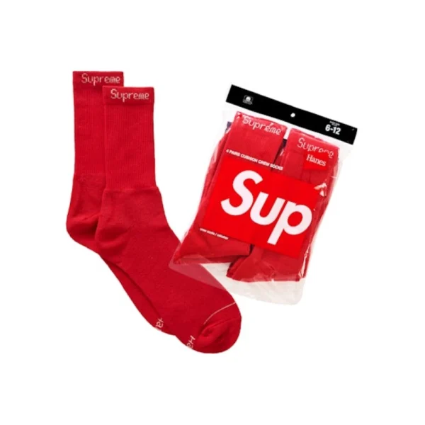 Supreme x Hanes Crew Socks Red OKLU20261177
