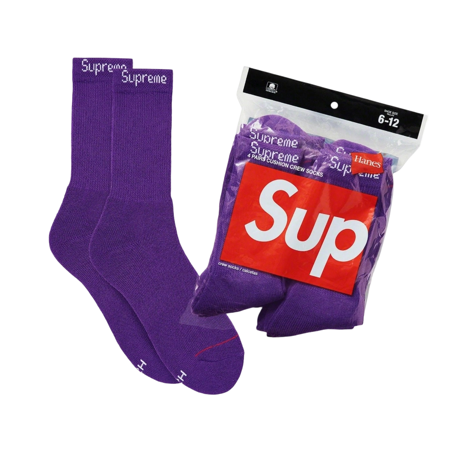 Supreme x Hanes Crew Socks Purple OKLU20261178