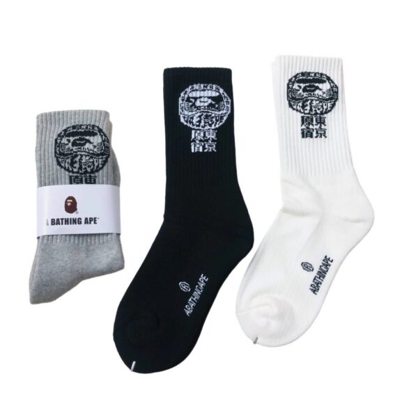 BAPE Socks White/black/gray OKLU20261208