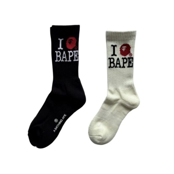 BAPE Socks Multi-color pattern White black OKLU20261211