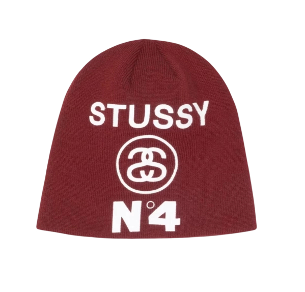Stussy Number 4 Skullcap Beanie Maroon OKLU20261229