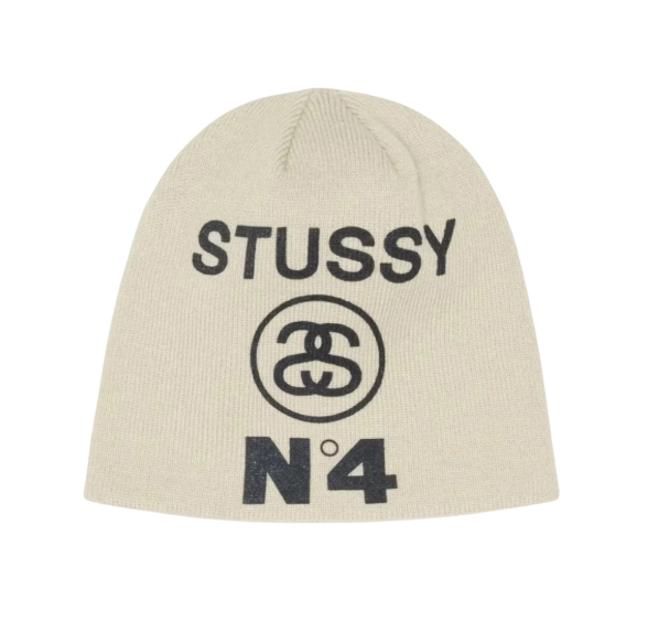 Stussy Number 4 Skullcap Beanie Bone OKLU20261230