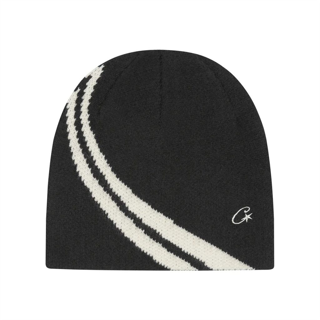 Corteiz Knit Stripe V2 Beanie Black/Cream OKLU20261296