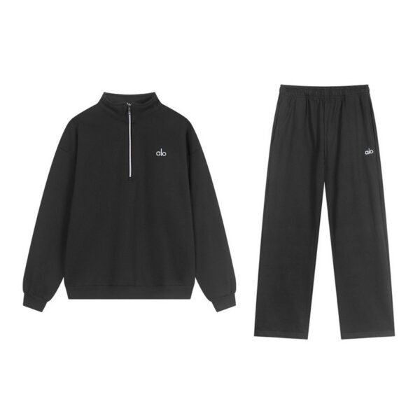 Alo Yoga Accolade 1/4 Zip Hoodie and Joggers Set Dark Gray OKLU20261302