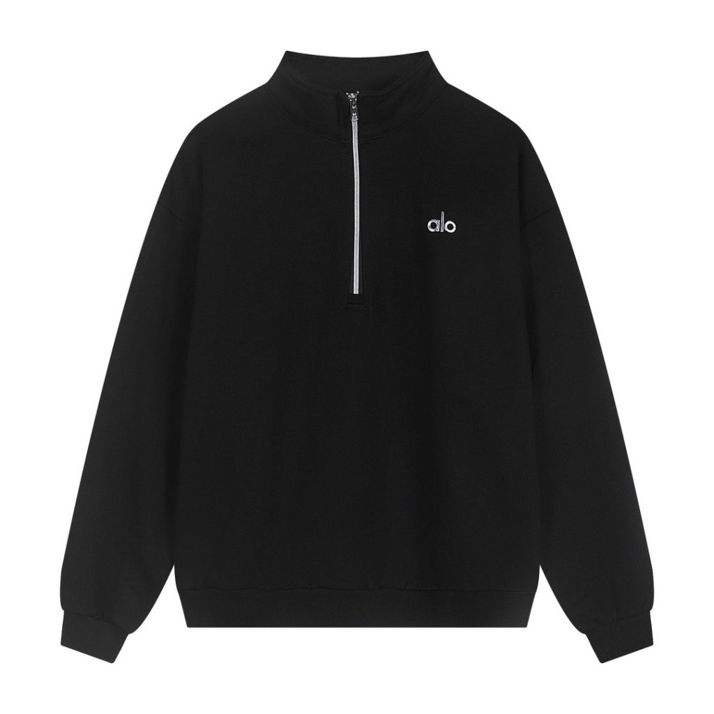 Alo Yoga Accolade 1/4 Zip Hoodie and Joggers pants Set Black OKLU20261303