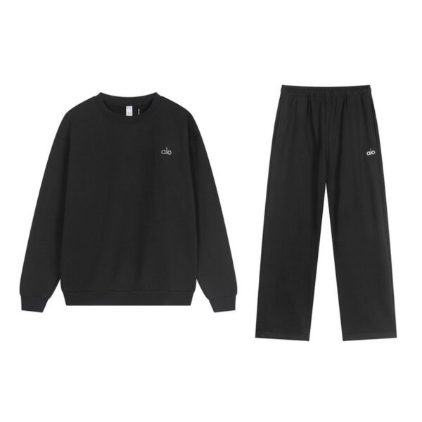Alo Yoga Round Neck Sweatshirt Pants Set Dark Grey OKLU20261307
