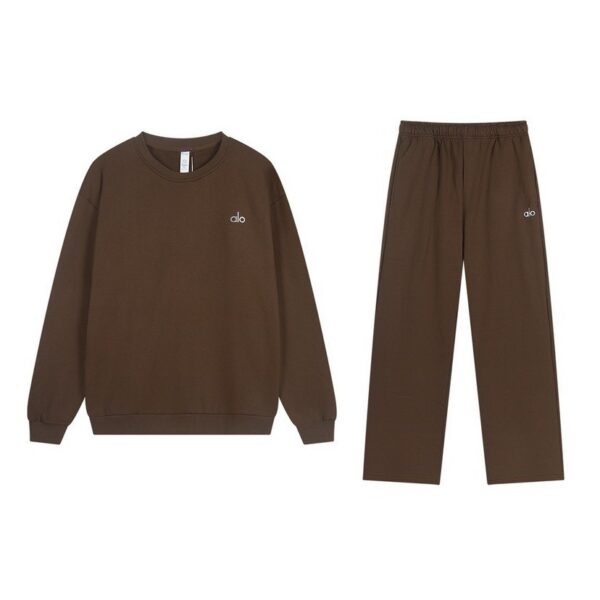 Alo Yoga Round Neck Sweatshirt Pants Set Brown OKLU20261309