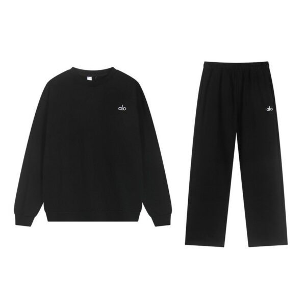 Alo Yoga Round Neck Sweatshirt Pants Set Black OKLU20261310