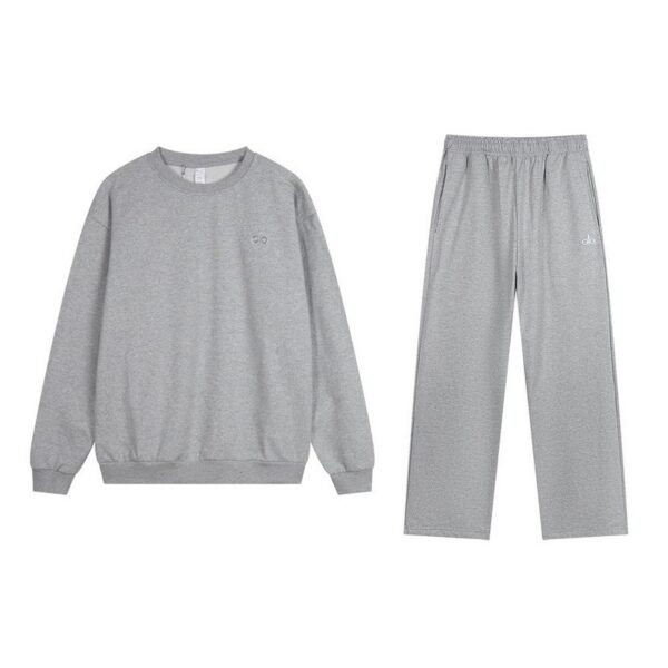 Alo Yoga Round Neck Sweatshirt Pants Set Grey OKLU20261316