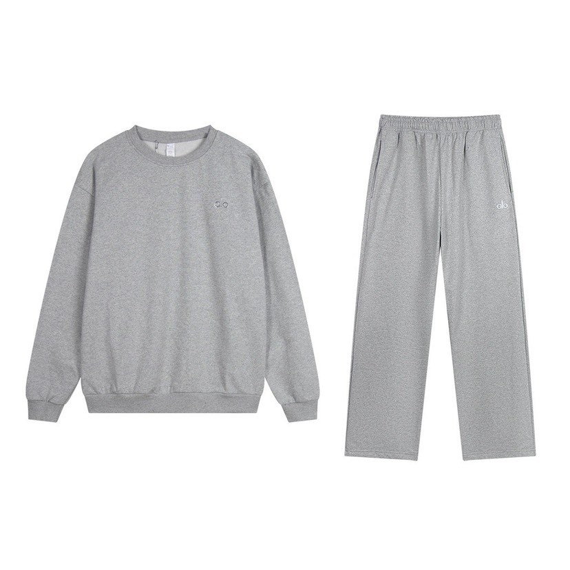 Alo Yoga Round Neck Sweatshirt Pants Set Grey OKLU20261316