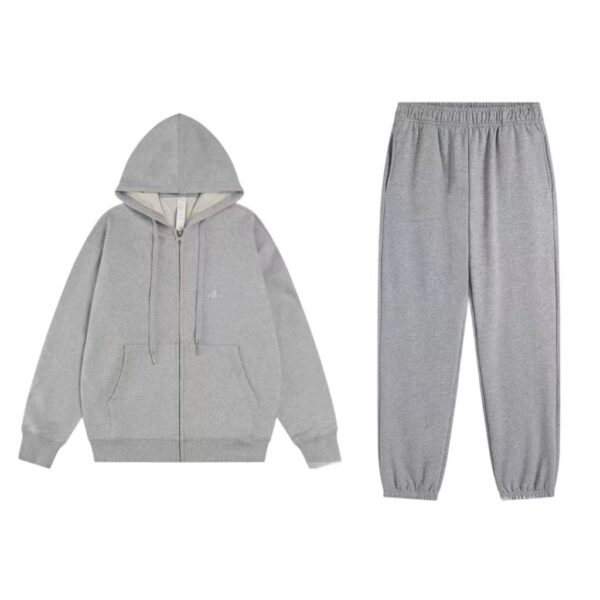 Alo hooded zipper sports shirt, leg binding pants set grey OKLU20261324