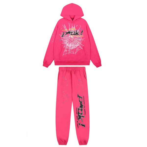 Sp5der Young Thug Punk Hoodie & Sweatpant Set Pink OKLU20261329