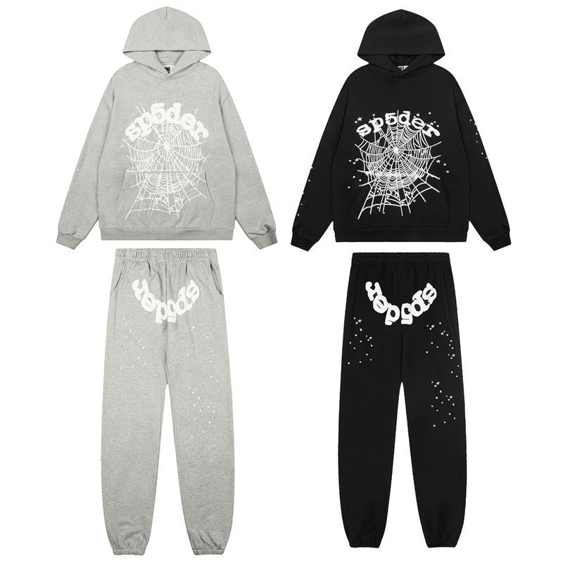 Sp5der OG Web Hoodie & Sweatpant Set Black/Grey OKLU20261352
