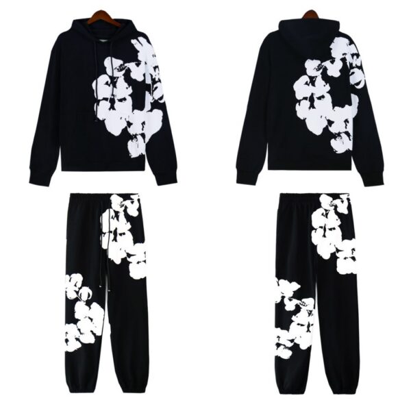 Denim Tears Big Cotton Wreath Hoodie & Sweatpant Set Black OKLU20261353