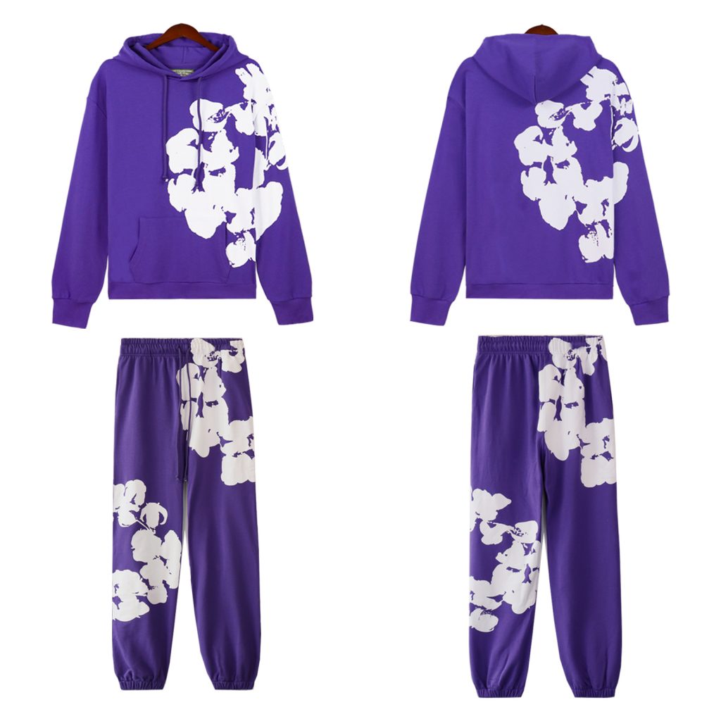 Denim Tears Big Cotton Wreath Hoodie & Sweatpant Set Purple OKLU20261354