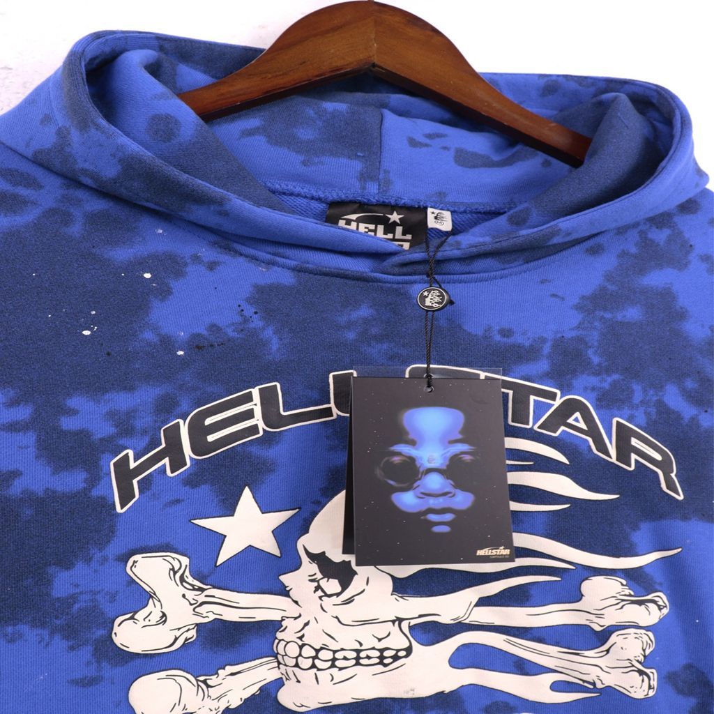 Hellstar Sports Tie-Dye Skull Hoodie & Sweatpants Set Blue OKLU20261358