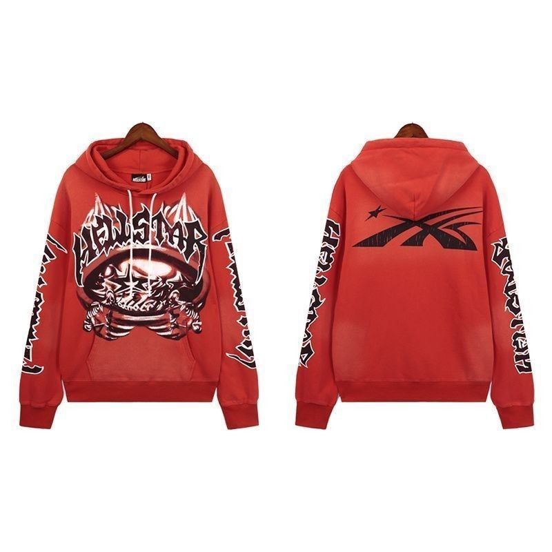 Hellstar Halloween Skeleton Airbrushed Hoodie & Sweatpants Set Red OKLU20261360