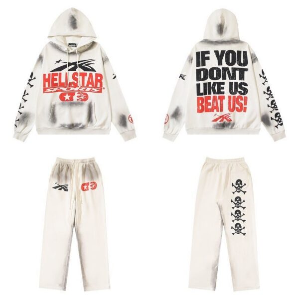 Hellstar If You Dont Like Us Beat Us Hoodie & Sweatpants Set Apricot OKLU20261361