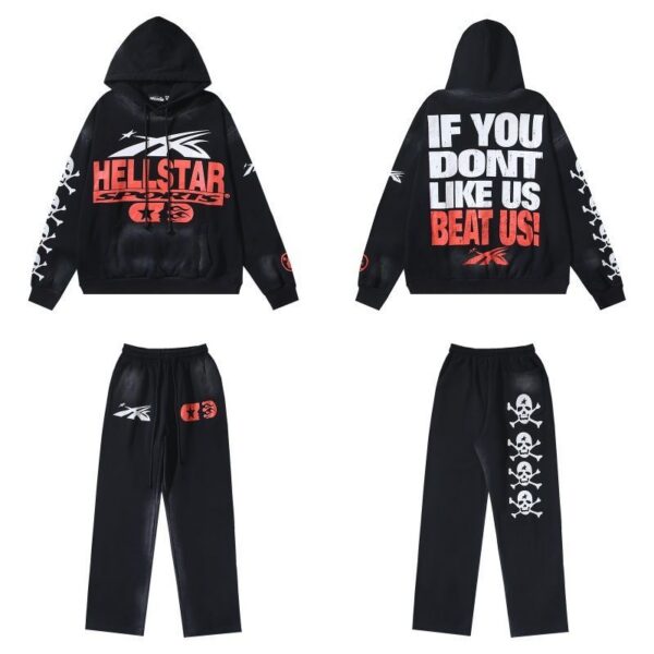 Hellstar If You Dont Like Us Beat Us Hoodie & Sweatpants Set Black OKLU20261362