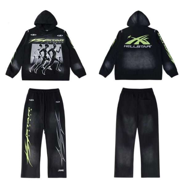 Hellstar Sports Hoodie & Sweatpants Set Black Green OKLU20261367