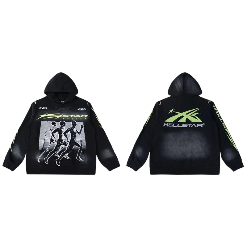 Hellstar Sports Hoodie & Sweatpants Set Black Green OKLU20261367