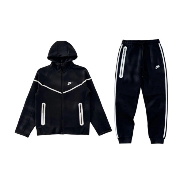 Nike Sportswear Tech Fleece Full Zip Hoodie & Joggers Reflective Details Set Black Bemis Silver OKLU20261387