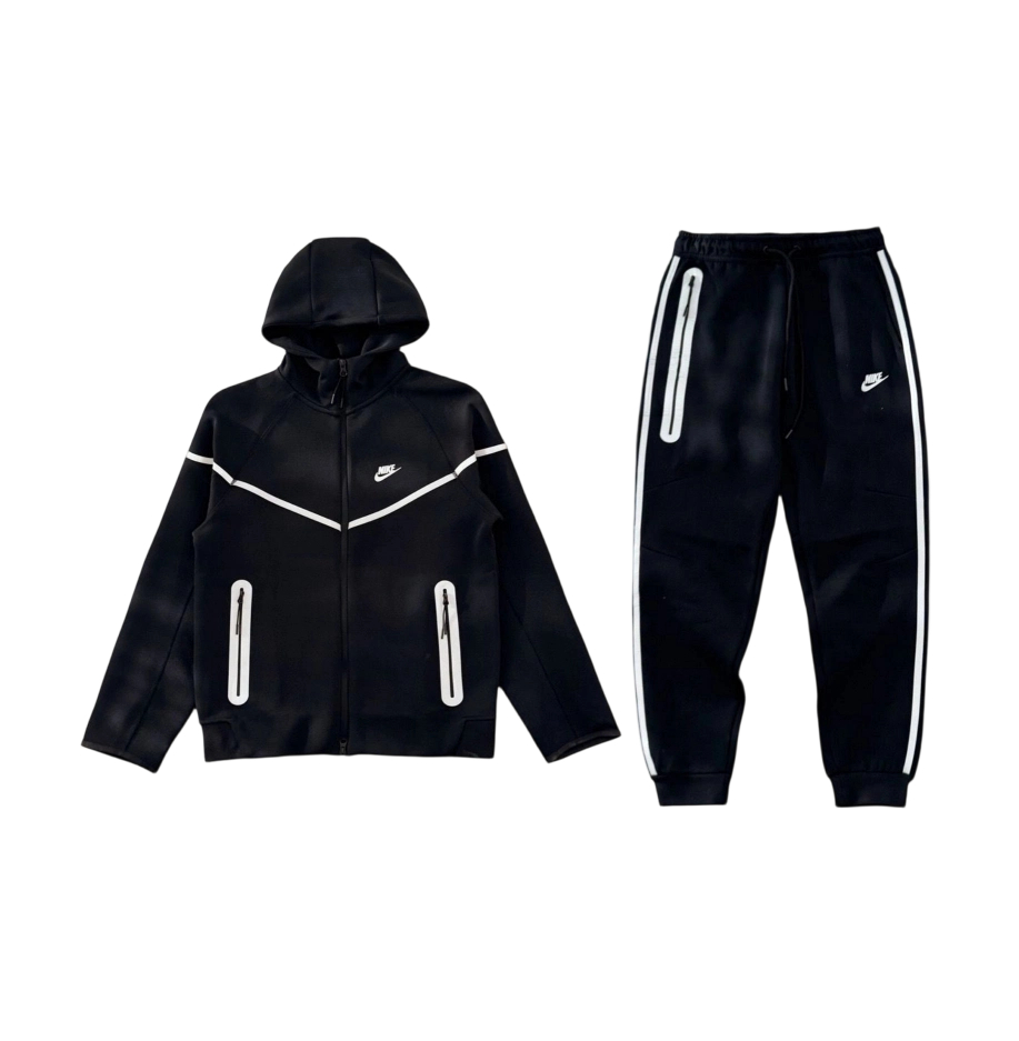 Nike Sportswear Tech Fleece Full Zip Hoodie & Joggers Reflective Details Set Black Bemis Silver OKLU20261387