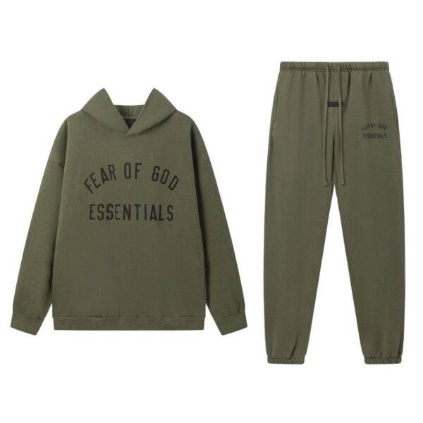 Fear of God Essentials Fleece II Hoodie & Sweatpant Set Olive Green OKLU20261401