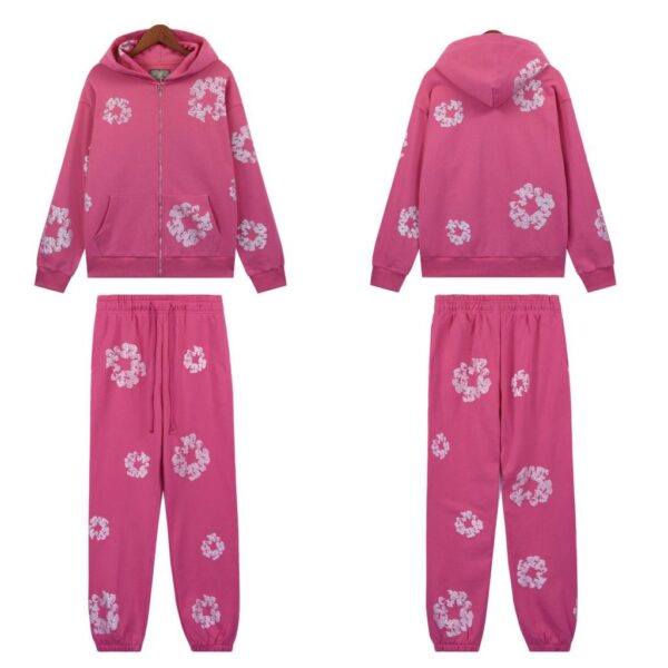 Denim Tears Cashmere Swarovski Cotton Wreath Zip Hoodie & Sweatpant Set Pink OKLU20261411