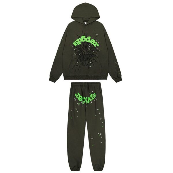 Sp5der Hoodie & Sweatpant Set Wait Web Slate Grey OKLU20261417
