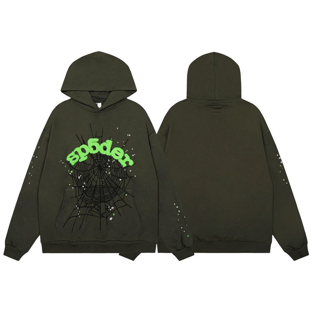Sp5der Hoodie & Sweatpant Set Wait Web Slate Grey OKLU20261417