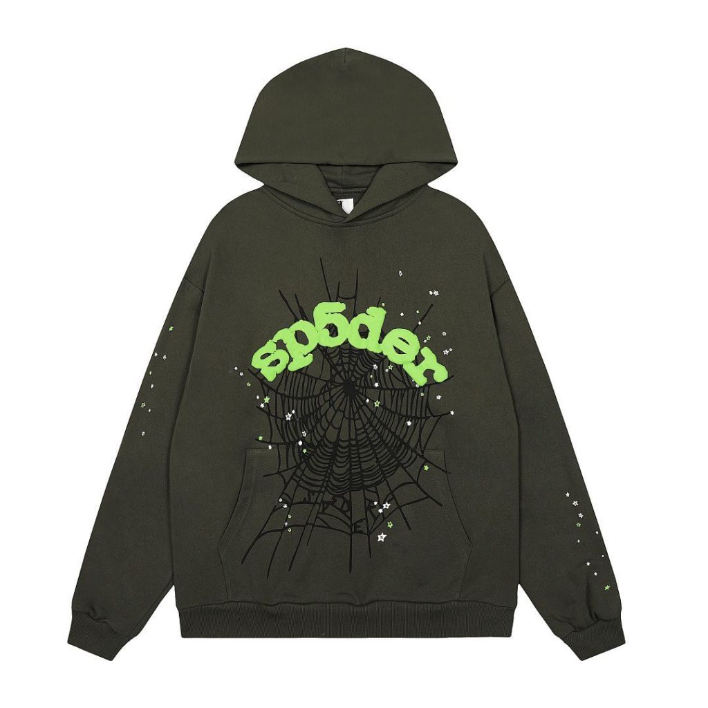 Sp5der Hoodie & Sweatpant Set Wait Web Slate Grey OKLU20261417