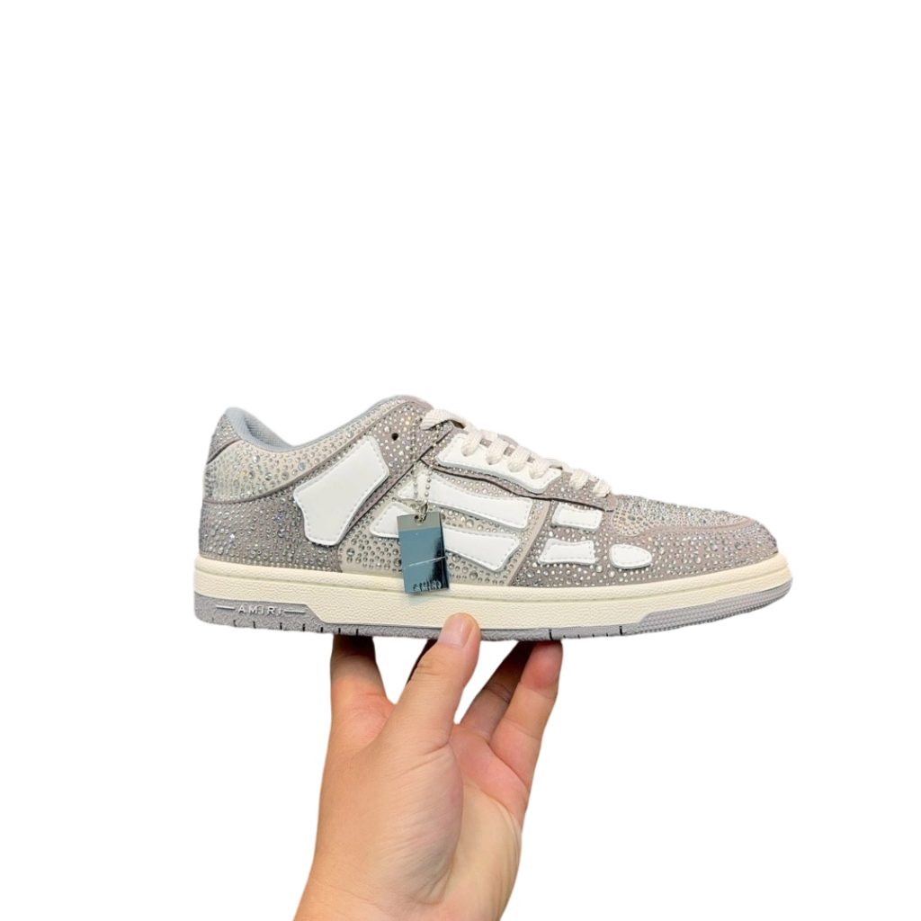 Amiri Gray Crystal Skel Top Low Sneakers OKLU2026144