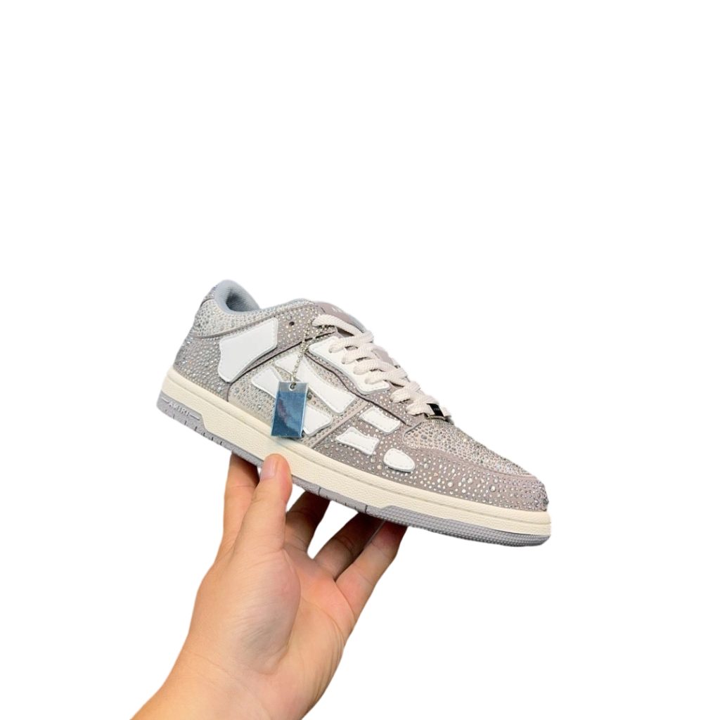 Amiri Gray Crystal Skel Top Low Sneakers OKLU2026144